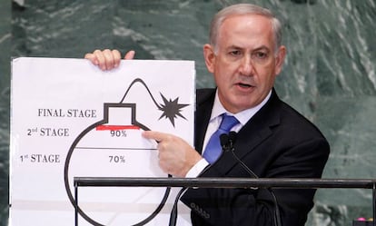 Benjamín Netanyahu, en la Asamblea General de la ONU en 2012.