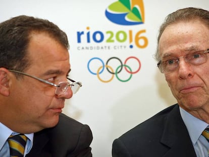 Sérgio Cabral (à esq.) diz que Nuzman mediou acordo de compra de votos para o Rio.