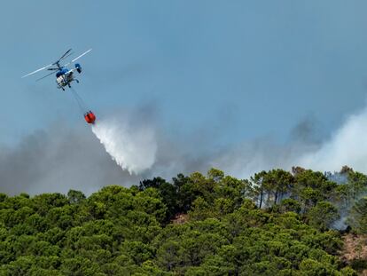 Labores de extinción del incendio forestal de Sierra Bermeja que ha afectado a cuatro municipios de la provincia de Málaga.