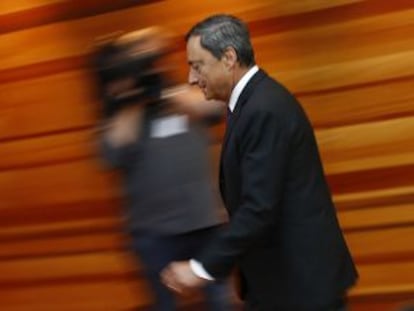 Mario Draghi depois da reunião do Conselho da instituição.
