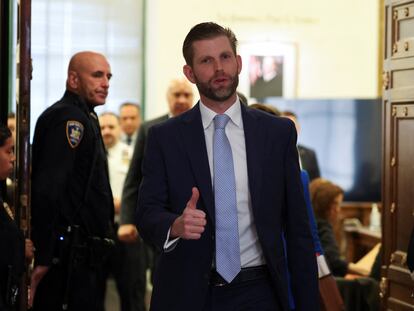 Former U.S. President Donald Trump's son and co-defendant, Eric Trump after attending the Trump Organization civil fraud trial, in New York City, U.S., November 2, 2023.
