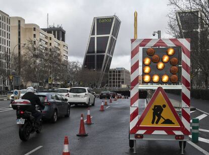 Entrada al túnel de plaza de Castilla, el pasado lunes.