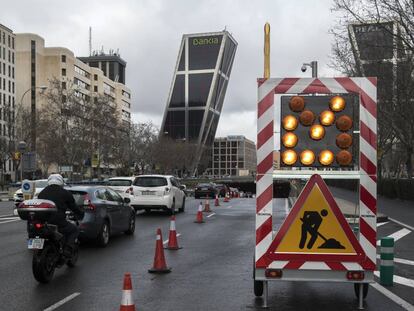 Entrada al túnel de plaza de Castilla, el pasado lunes.