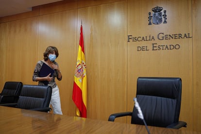 Dolores Delgado, el pasado 24 de julio en la sede de la Fiscalía General.