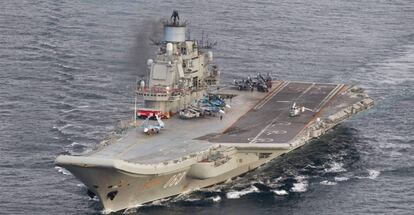 El portaaviones ruso &#039;Almirante Kuznetsov&#039;, el pasado d&iacute;a 17.