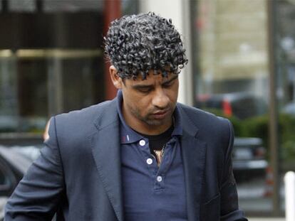 Frank Rijkaard, a su llegada ayer a Alemania.