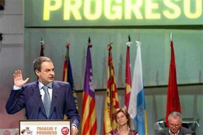 Rodriguez Zapatero, durante su intervención en el 39 Congreso Confederal de UGT que ha arrancado hoy en Madrid.