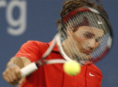 Federer, en un momento del partido contra Andreev