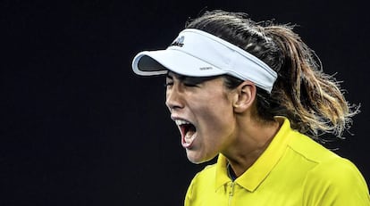 Muguruza celebra un punto contra Crawford.