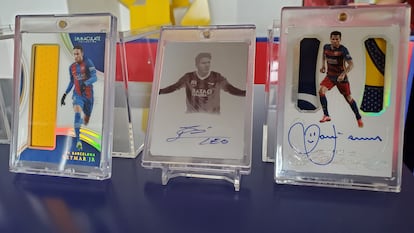 Tarjetas de los jugadores Neymar, Lionel Messi y Dani Alves.