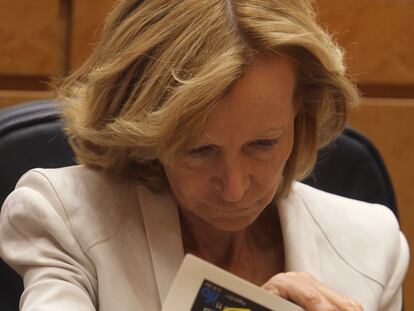 La vicepresidenta Elena Salgado, ayer en el Senado.