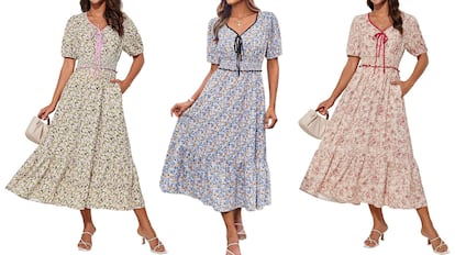 Estos vestidos florales para mujer ofrecen una silueta muy favorecedora.