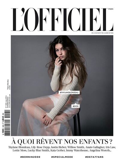 Blondeau en la portada de marzo de la revisa ‘L’Officiel’.