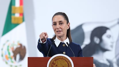Claudia Sheinbaum en Palacio Nacional de Ciudad de México, este martes.