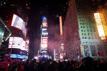 Comemoração da chegada do Ano Novo de 2015 em Nova York.