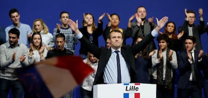 M&iacute;tin de Emmanuel Macron en Lille, el 14 de enero pasado.