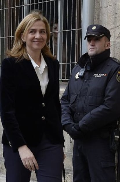 Princess Cristina outside the Palma de Mallorca courthouse on February 8.
