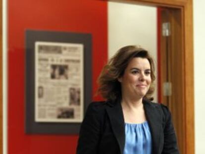La vicepresidenta, Soraya Sáenz de Santamaría, tras el Consejo de Ministros.