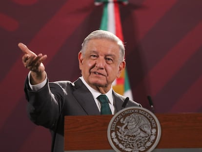 Andrés Manuel López Obrador durante su conferencia matutina de este lunes, en Ciudad de México.