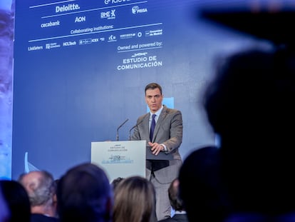 El presidente del Gobierno, Pedro Sánchez, en la clausura de la XIII Edición del Foro Spain Investors Day en Madrid este jueves.