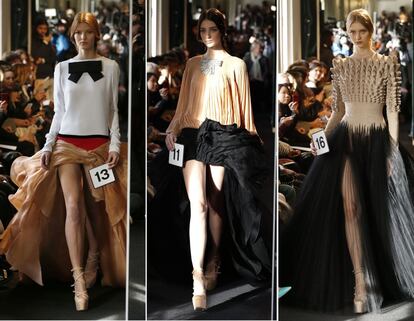 Las faldas asimétricas ha sido una de las apuestas de Stéphane Rollan para su nueva colección.
