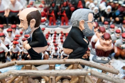 Los <i>caganers</i> de Mariano Rajoy y Alfredo Pérez Rubalcaba.