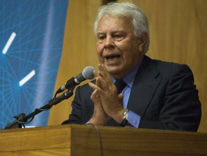 El expresidente del Gobierno Felipe Gonz&aacute;lez, este jueves, en Brasil.