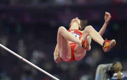Ruth Beitia, en la final de salto de altura.