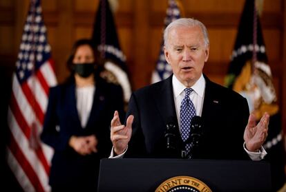 El presidente de Estados Unidos, Joe Biden, pronuncia un discurso en Atlanta, Georgia, el pasado 19 de marzo.