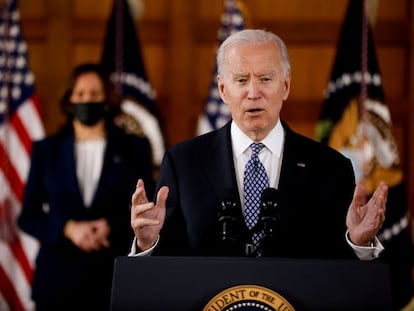 El presidente de Estados Unidos, Joe Biden, pronuncia un discurso en Atlanta, Georgia, el pasado 19 de marzo.
