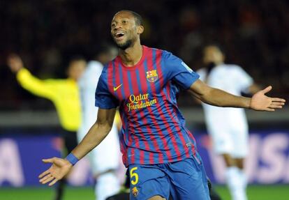 Keita celebra un gol con el Barcelona