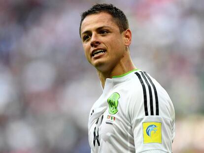 Javier Hernández, en un partido con la selección de México.