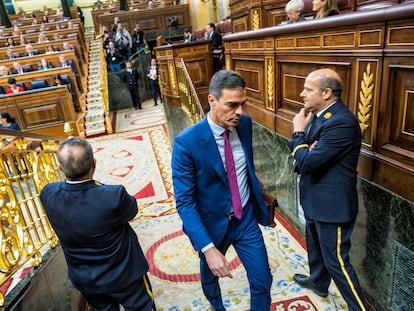 Pedro Sánchez, este miércoles en el Congreso.