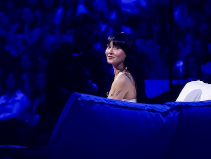 La cantante Aitana Ocaña durante la fiesta de escucha de su nuevo álbum el pasado 27 de mayo en el Movistar Arena de Madrid.