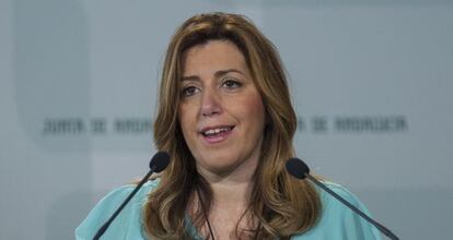 La presidenta de la Junta de Andalucía en funciones, Susana Díaz, este lunes.