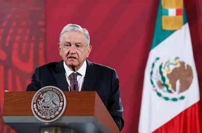 El presidente de México, Andrés Manuel López Obrador, durante su conferencia de prensa matutina este miércoles.