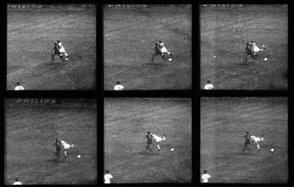 Secuencia del penalti de Rifé sobre Velázquez en el Camp Nou.