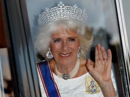 Camila de Cornualles, durante un banquete de Estado en el palacio de Buckingham el 12 de julio de 2017.