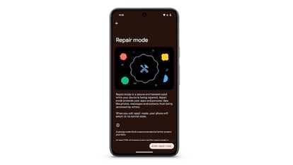 Modo reparación en Pixel
REMITIDA / HANDOUT por GOOGLE
Fecha: 15/12/2023.
Fotografía remitida a medios de comunicación exclusivamente para ilustrar la noticia a la que hace referencia la imagen, y citando la procedencia de la imagen en la firma