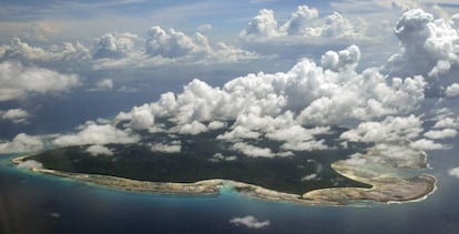 Imagen aérea de la isla de Sentinel del Norte.