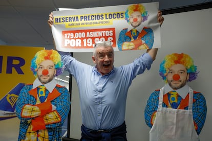 El presidente de Ryanair, Michael O'Leary durante una rueda de prensa este martes en Madrid. 