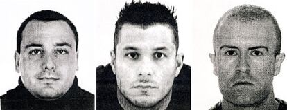 Antonio Sánchez Serrano, David Alonso de Aubarede y  David Sancio Gutiérrez, los tres porteros acusados de la muerte de Álvaro Ussía.