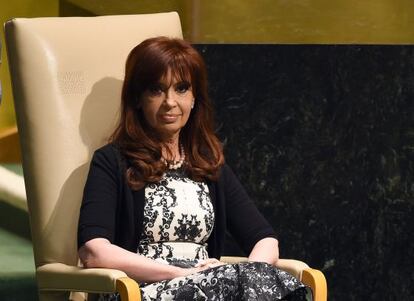 Cristina Kirchner, durante uma sessão da ONU realizada em Nova York, em 24 de setembro.