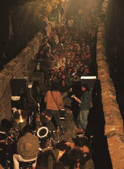 Concierto de rock en la Gran Muralla, en el sector de Mutianyu, el 15 de octubre de 1988.