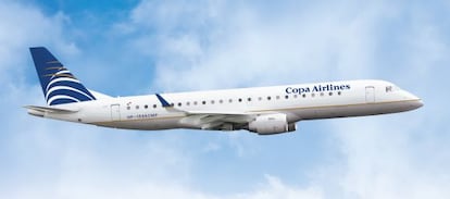 Un avi&oacute;n Embraer 190 de la aerol&iacute;nea Copa Airlines. 