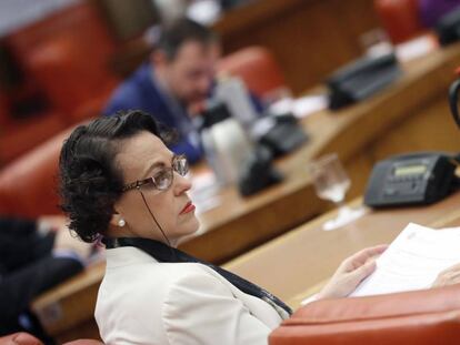 GRAF4681. MADRID, 03/04/2019.-La ministra de Trabajo Magdalena Valerio, durante la runión de la Diputación Permanente en el Congreso de los Diputados, que va a debatir seis decretos ley del Gobierno de Pedro Sánchez, en una última votación en la que se volverán a reflejar los bloques políticos que se enfrentarán en las elecciones generales.- EFE/Javier Lizón.