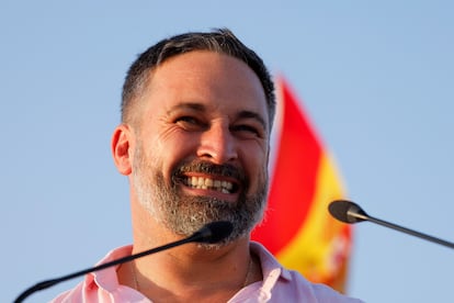 El líder de Vox, Santiago Abascal, en un mitin en El Ejido el pasado jueves.