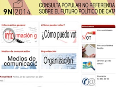 Captura de la web de la Generalitat realizada a las 15.30.