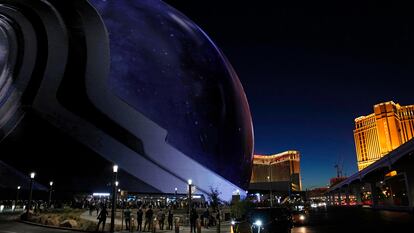 People arrive during the opening night of the Sphere, Friday, Sept. 29, 2023, in Las Vegas.