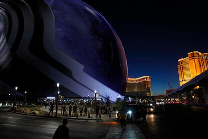 People arrive during the opening night of the Sphere, Friday, Sept. 29, 2023